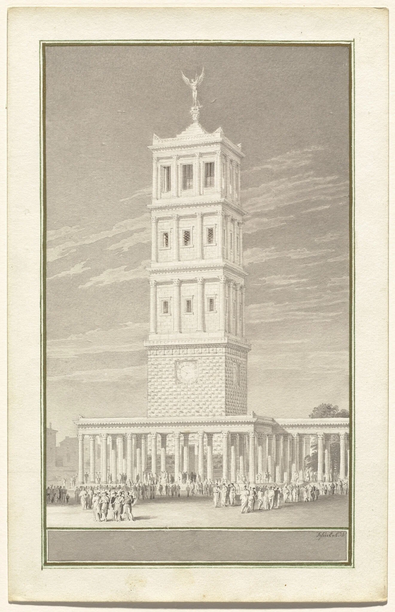 Campanile of a Cathedral for Berlin, by Karl Friedrich Schinkel, ink, 1831