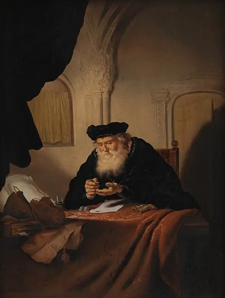 An Old Man Counting his Money