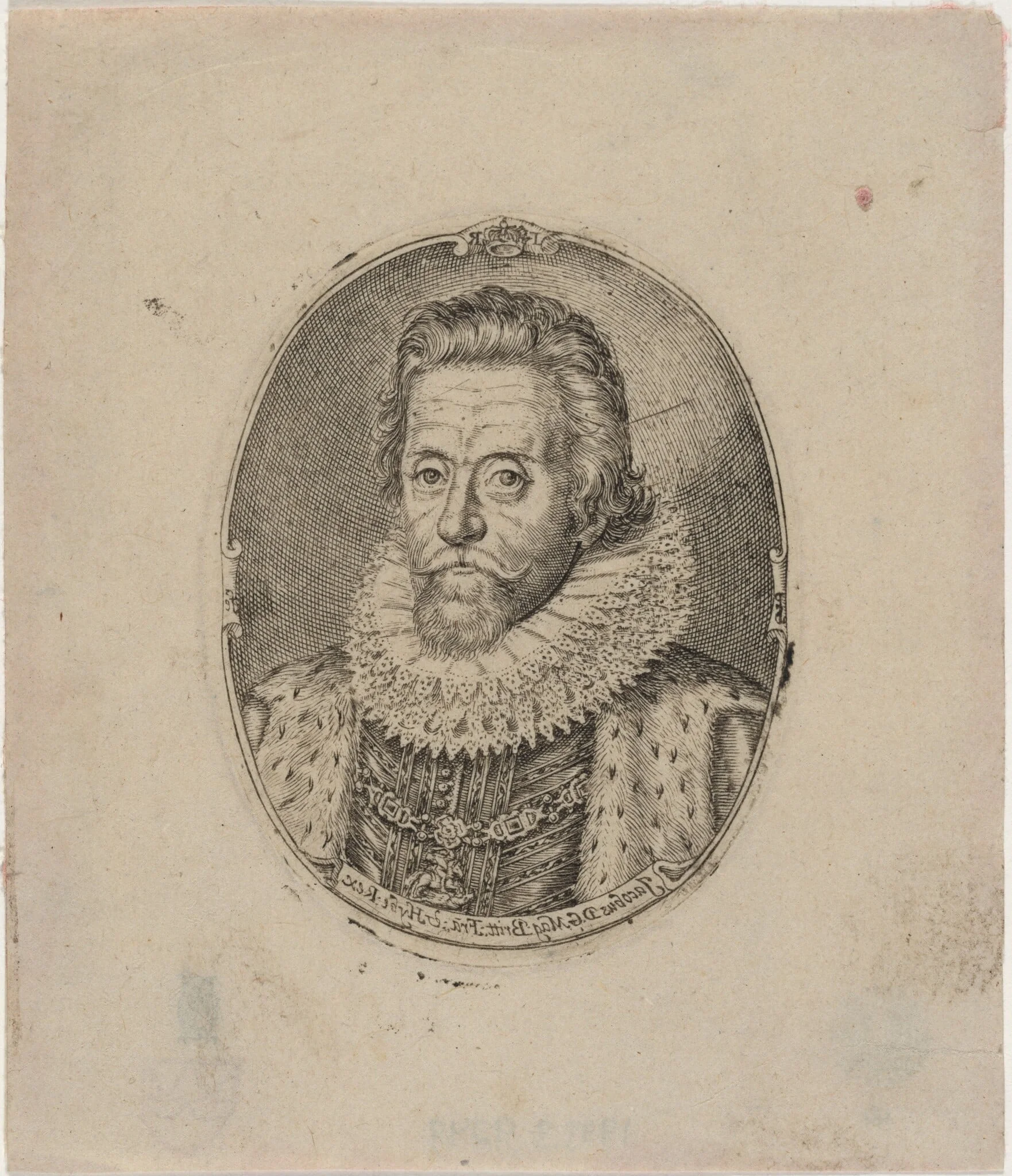 James I, King of England, by Simon van de Passe, ink, 1621