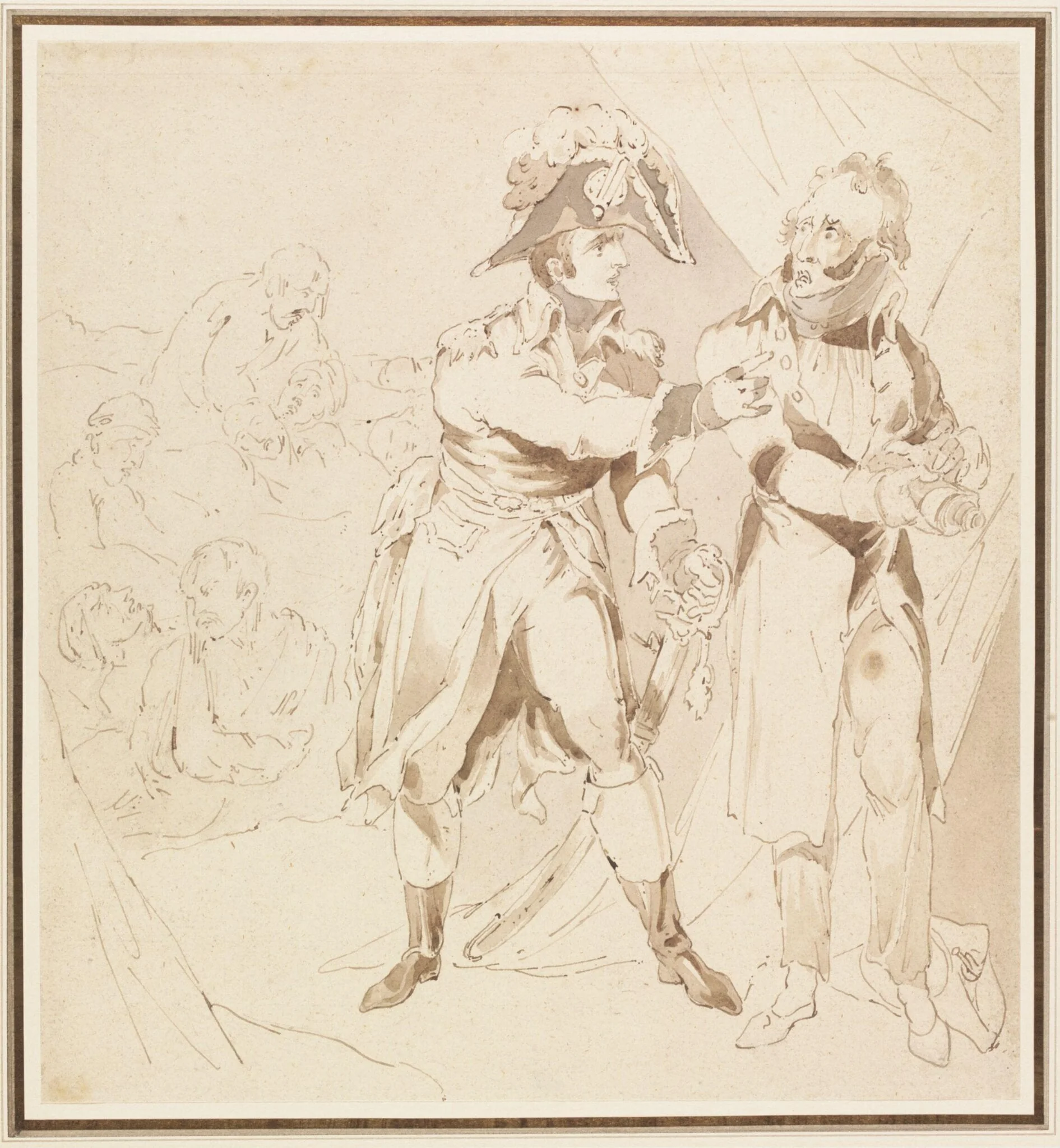 Buonaparte Ordering Five Hundred & Eighty of his wounded Soldiers to be poisoned at Jaffa, by Robert Ker, Sir Porter, watercolor, 1803