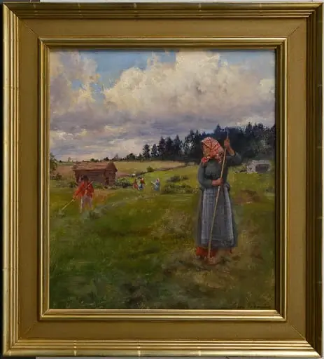 Heinänkorjuu Kerppolan pihassa