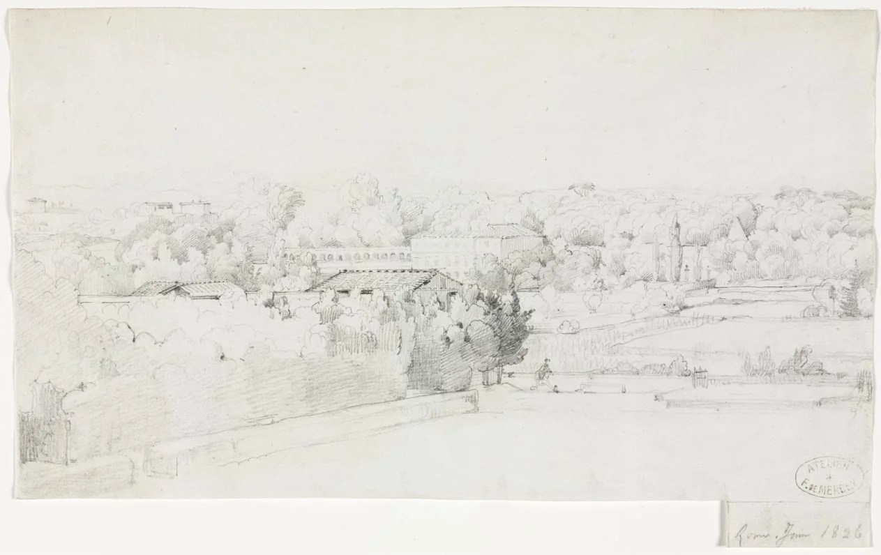 View of the Villa Borghese and its Orangerie from the Villa Medici, by Frederic Bourgeois de Mercey, 1826