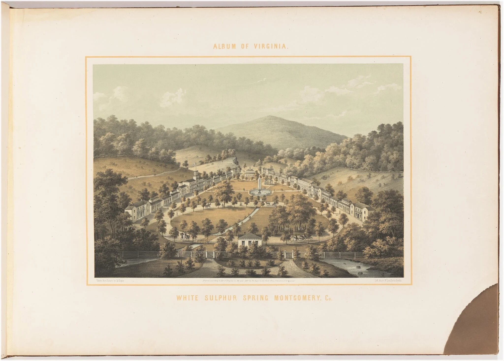 White Sulphur Spring, Montgomery County, by Edward Beyer, ink, 1857