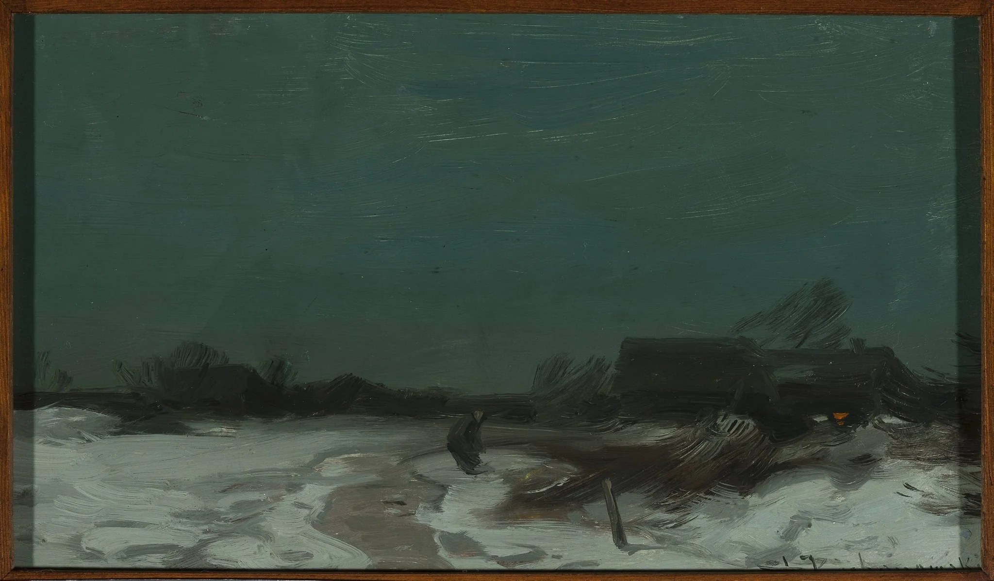 Winter landscape with cottages