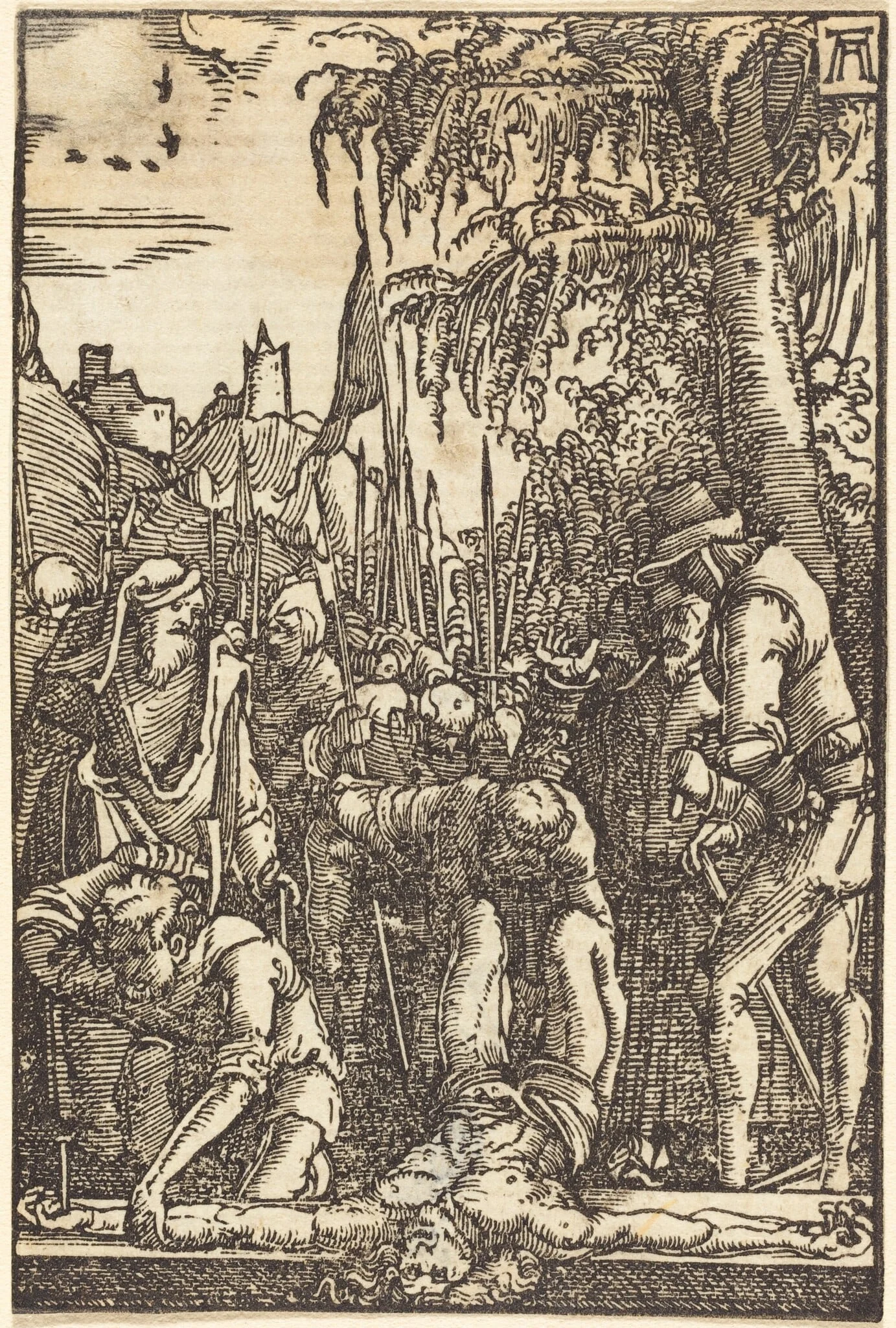 Christ Nailed to the Cross, by Albrecht Altdorfer, ink, 1513