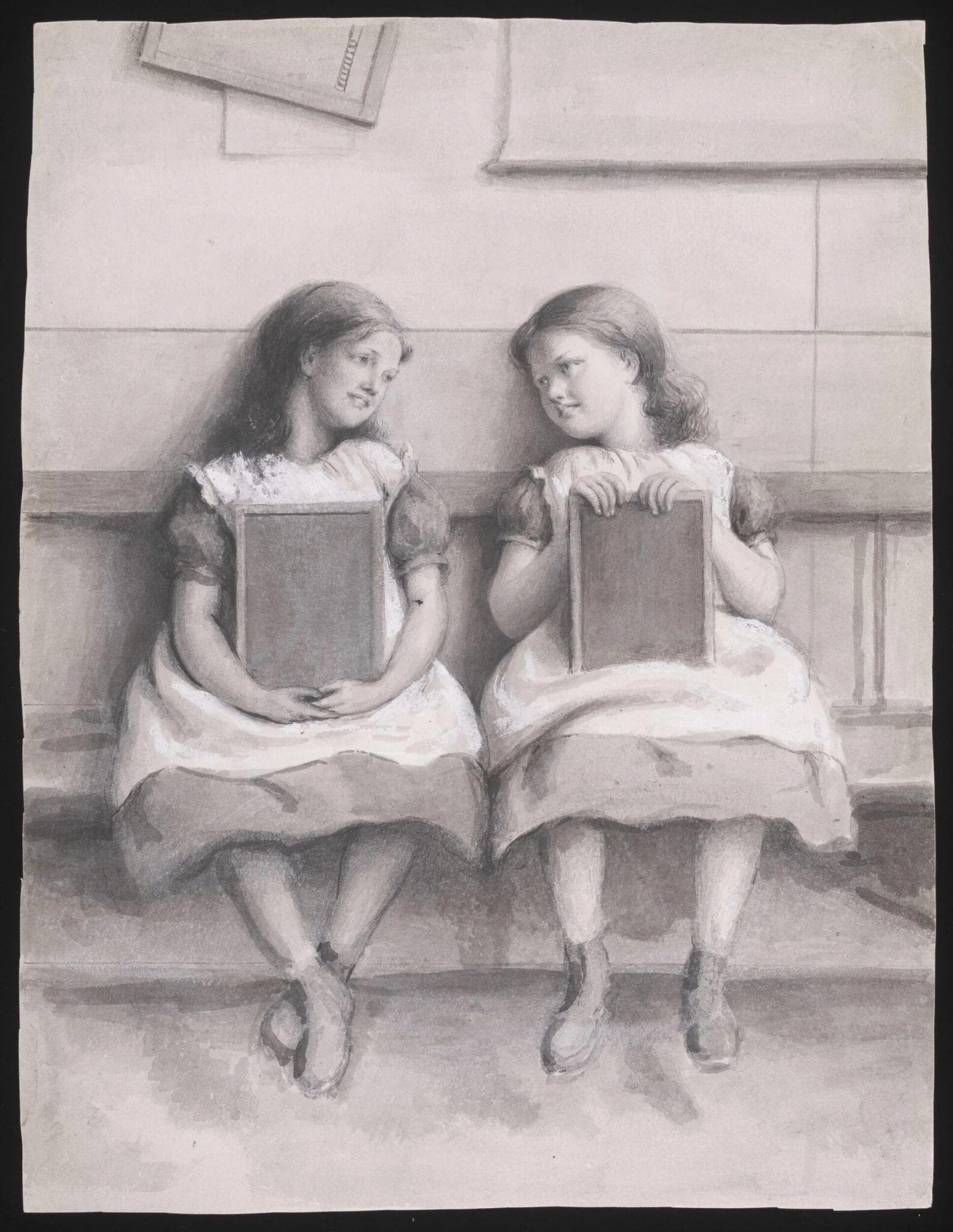 Sketch for the oil painting 'Private and Confidential', by Joseph Clark, watercolor, 1875