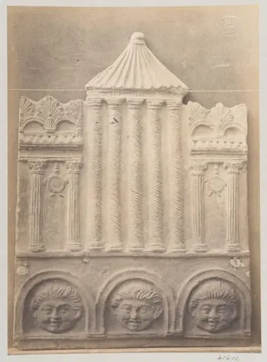 Bas-relief of temple in terra cotta