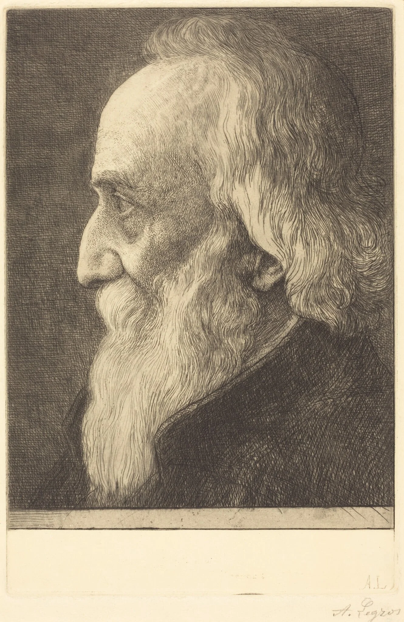 Self-Portrait, 13th plate, by Alphonse Legros, crayon, 1906