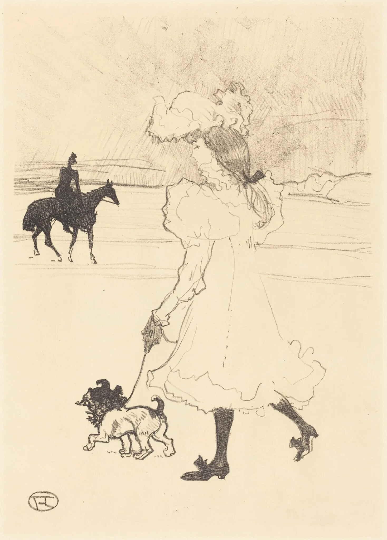 In the Woods (Au bois), by Henri de Toulouse-Lautrec, ink, 1899