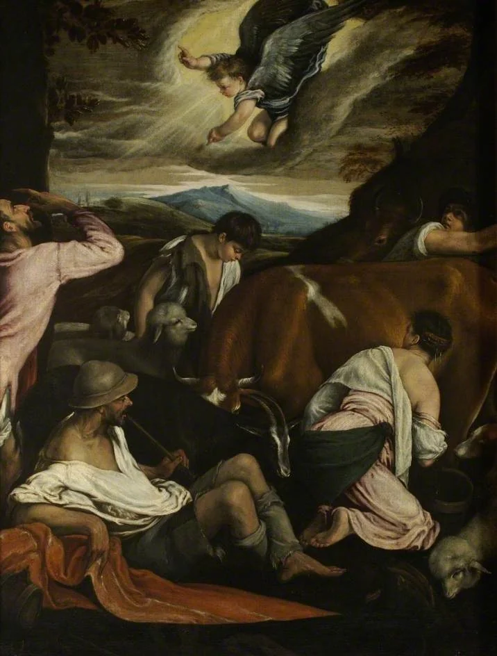 The Annunciation to the Shepherds, by Jacopo Bassano, oil, 1600