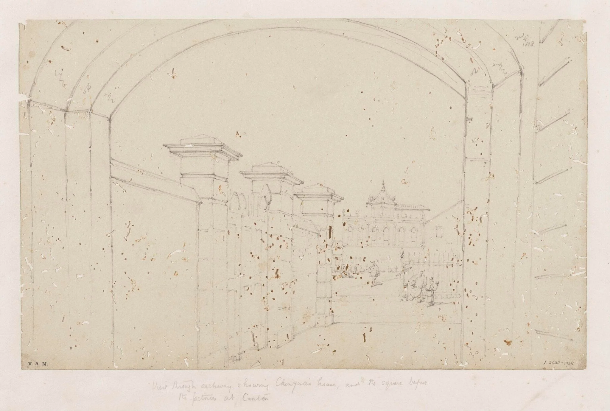 Chungqua's premises seen from the portico of the East India Company's 'factory' at Guangzhou (Canton)