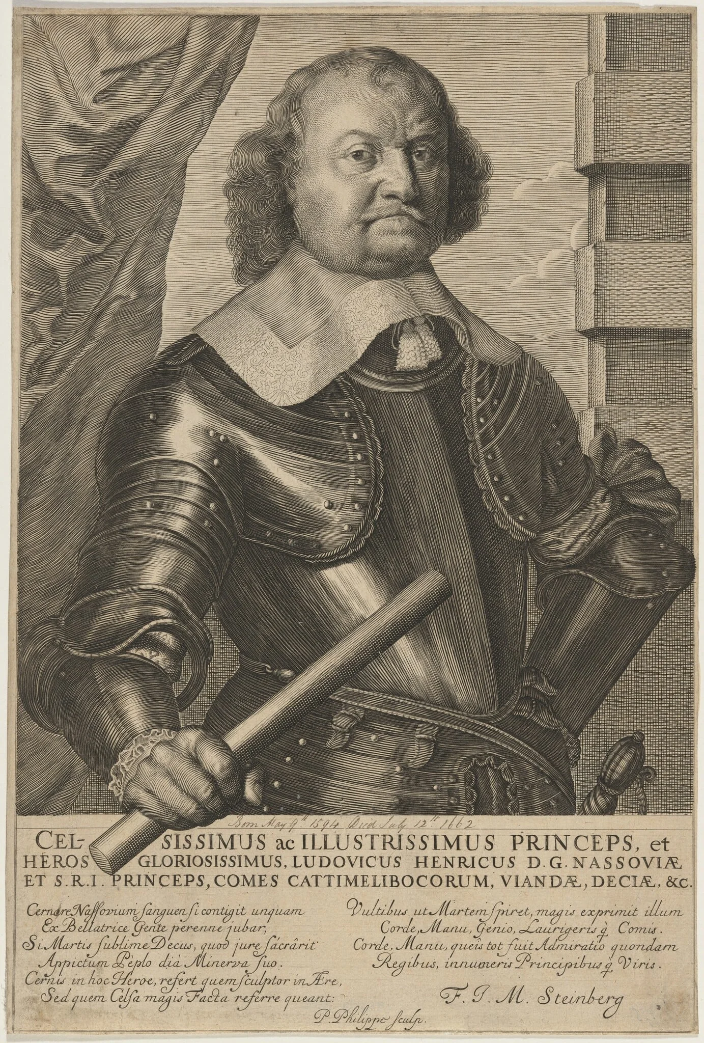 Louis Henry of Nassau, by Pierre Philippe, ink, 1624