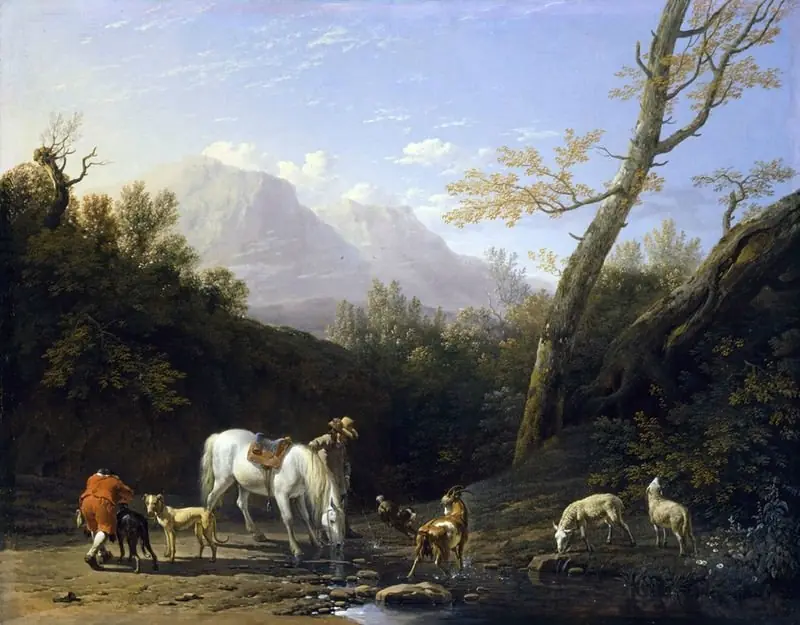 Horseman and His Horse at a River