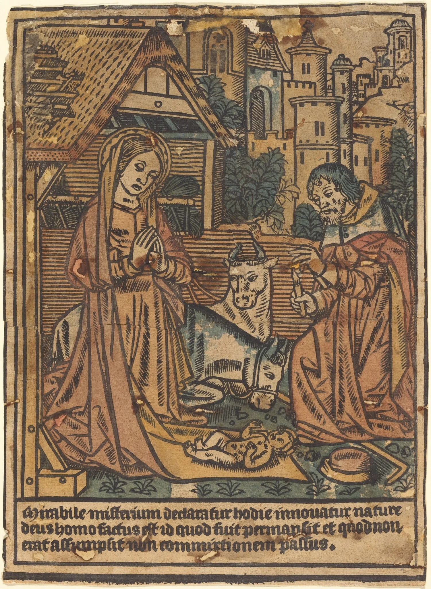 The Nativity, by French 15th Century, ink, 1495