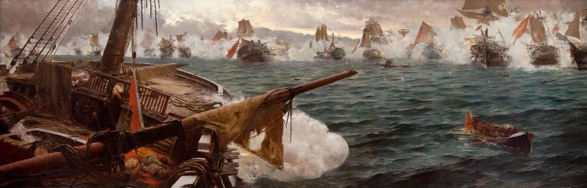 Combate naval de Trafalgar, by Justo Ruiz Luna, oil, 1850