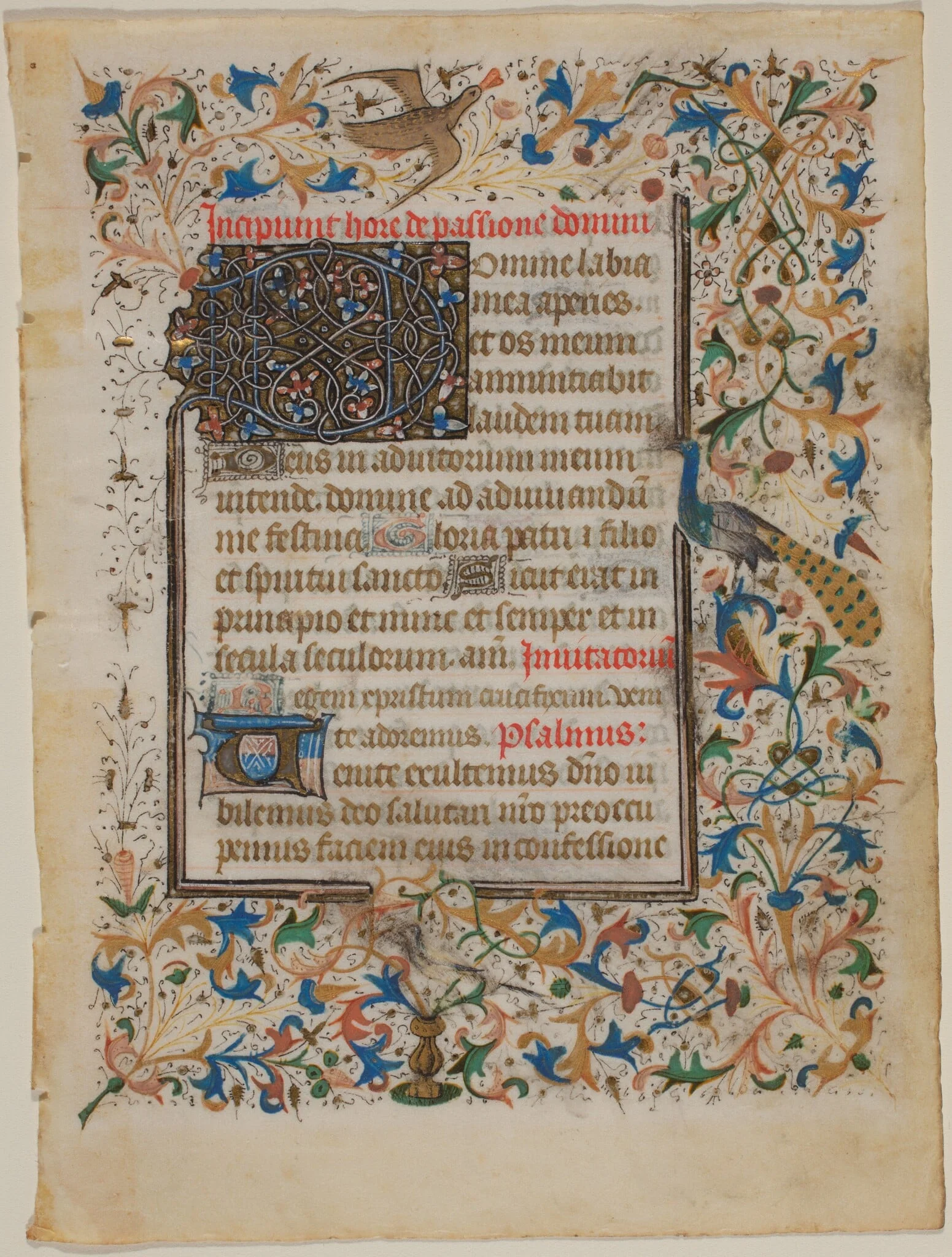 Manuscript Leaf from a Book of Hours (incip. Passionis), by French 14th Century, ink, 1390