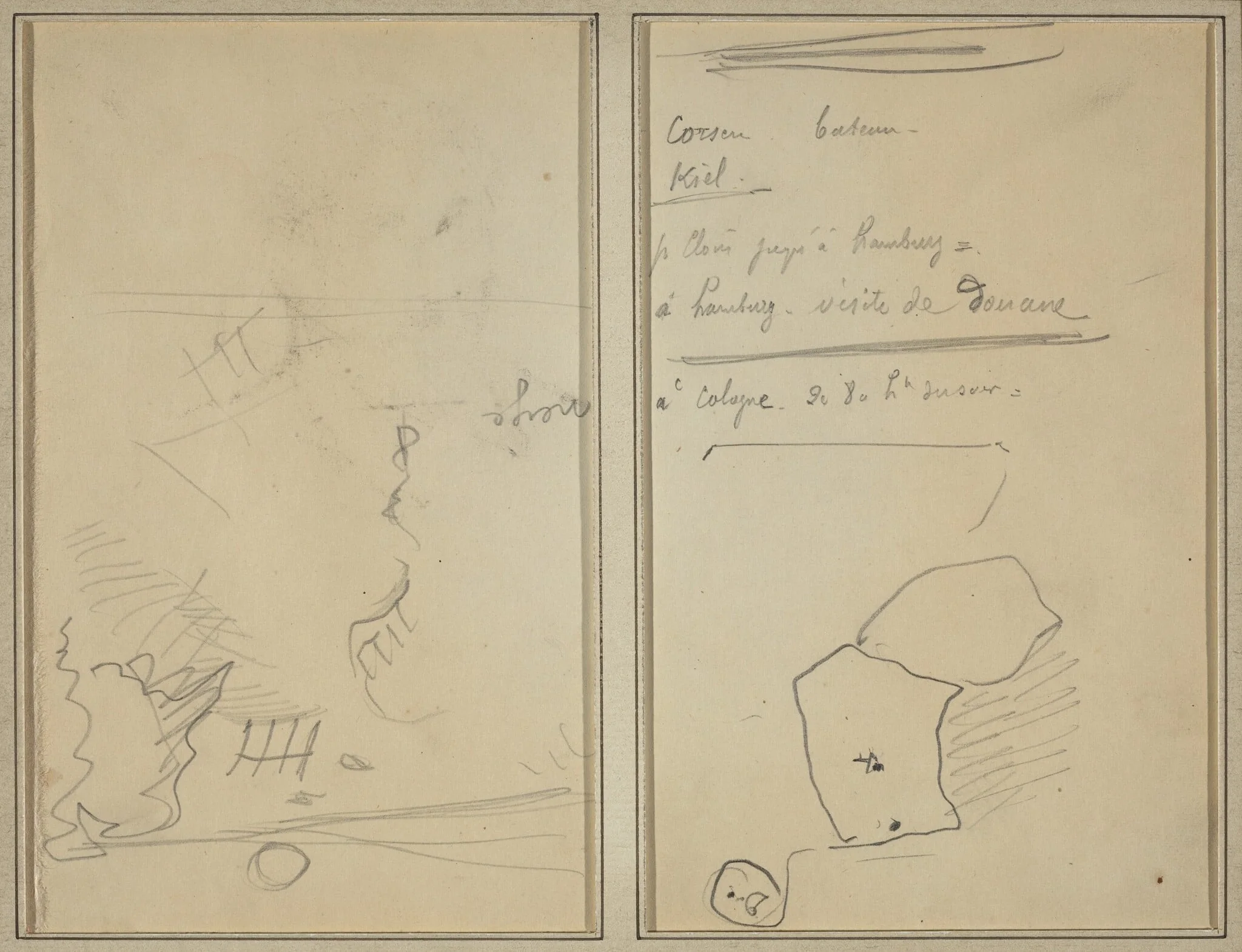Head of a Monkey; Inventory of Bottles and Beverages [verso], by Paul Gauguin, ink, 1886
