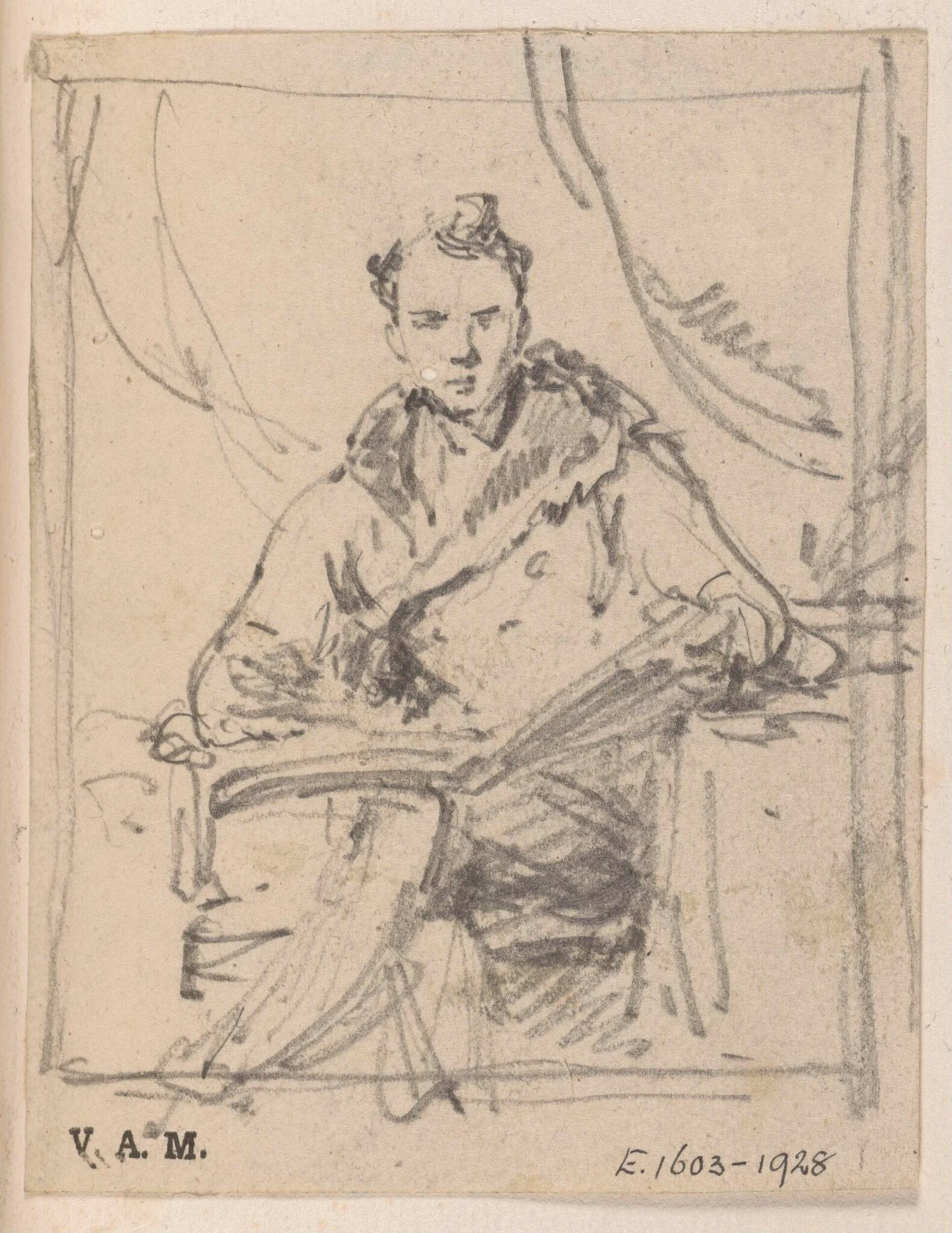 A Western man seated with a book on his knee, by George Chinnery, 19