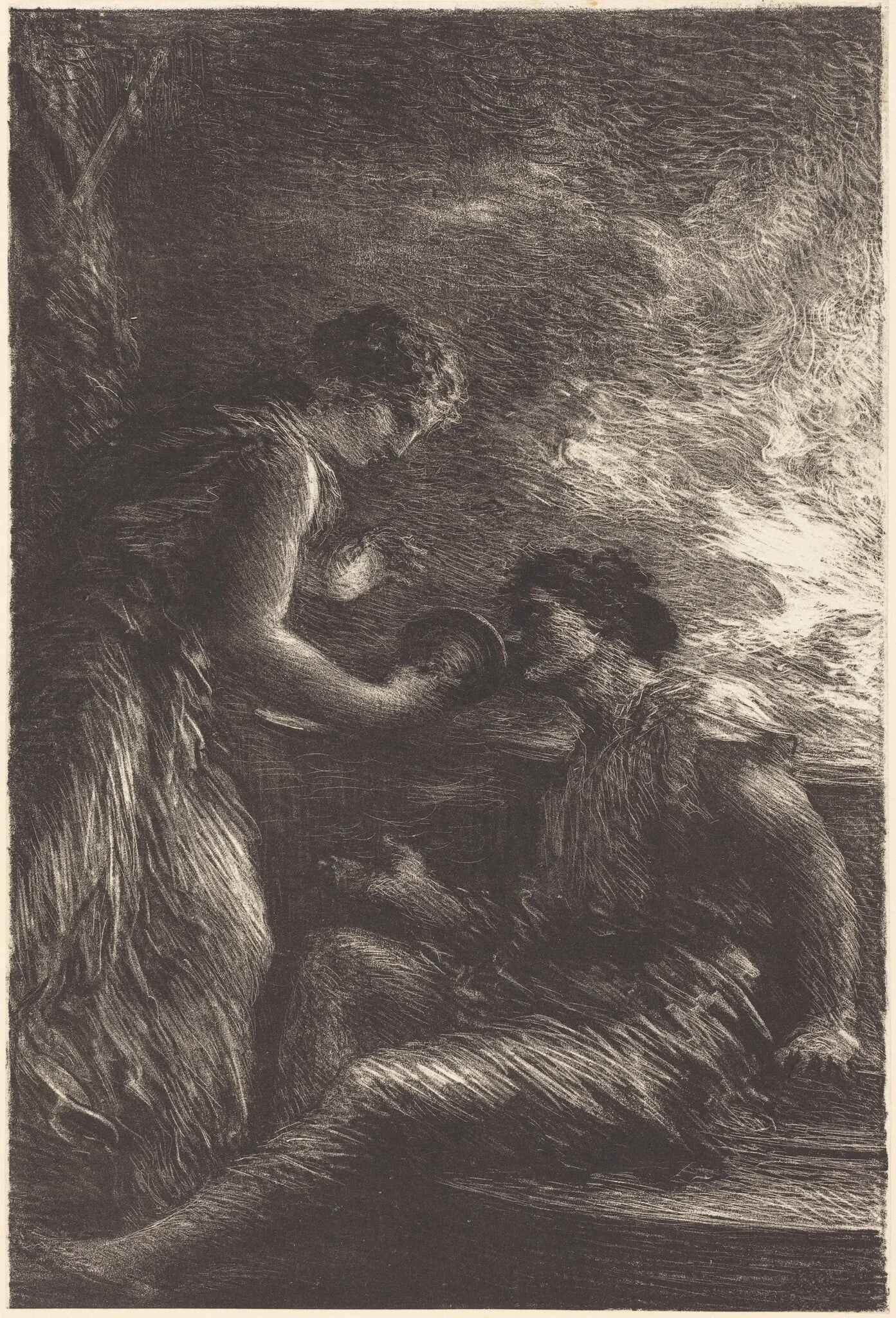 Sieglinde and Siegmund from Act I of "The Valkyrie", by Henri Fantin-Latour, ink, 1870