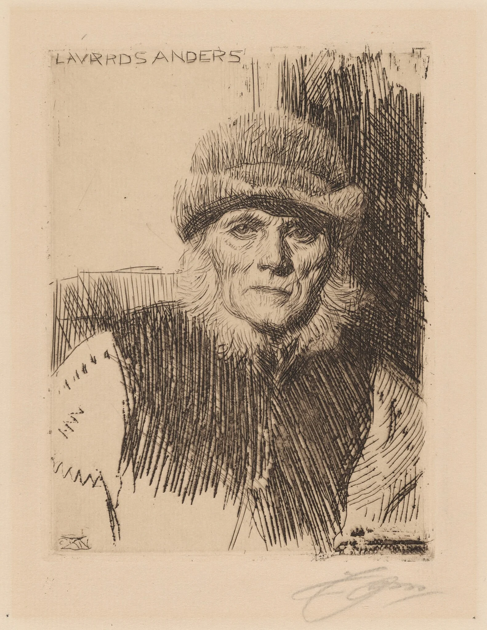 Dalecarlian Peasant (Lavards Anders), by Anders Zorn, ink, 1919