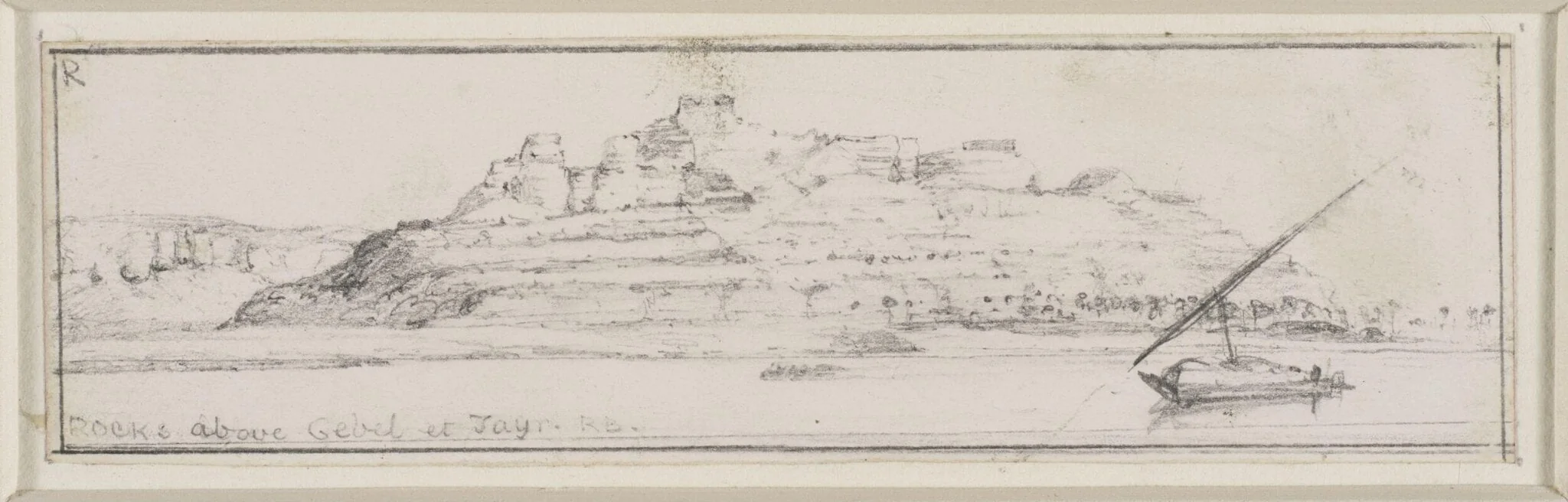 Rocks above Gebel et Tayr, by Edward William Cooke, 1874