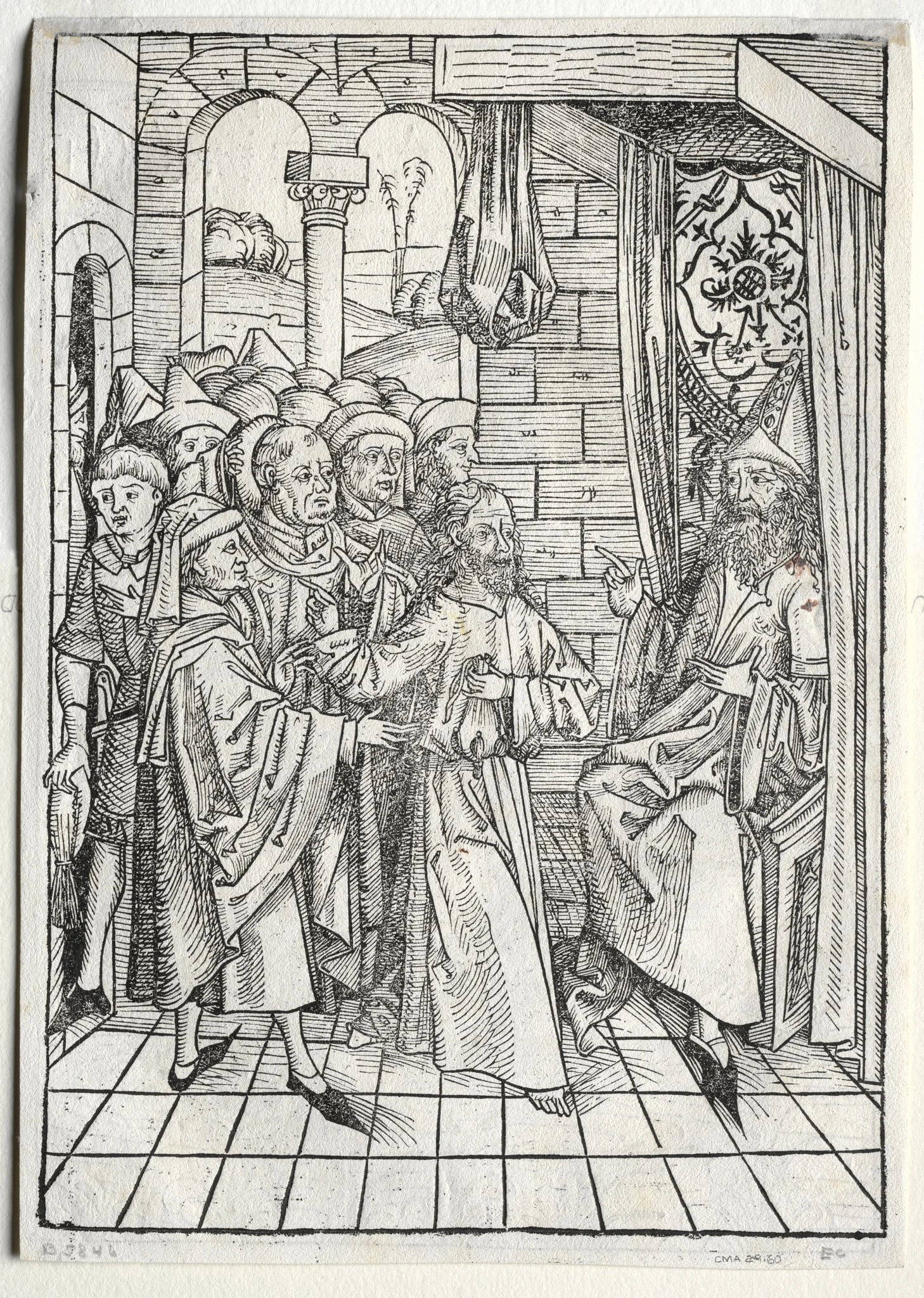 Der Schatzbehalter:  Christ before Caiaphas (verso), by Michael Wolgemut, 1491