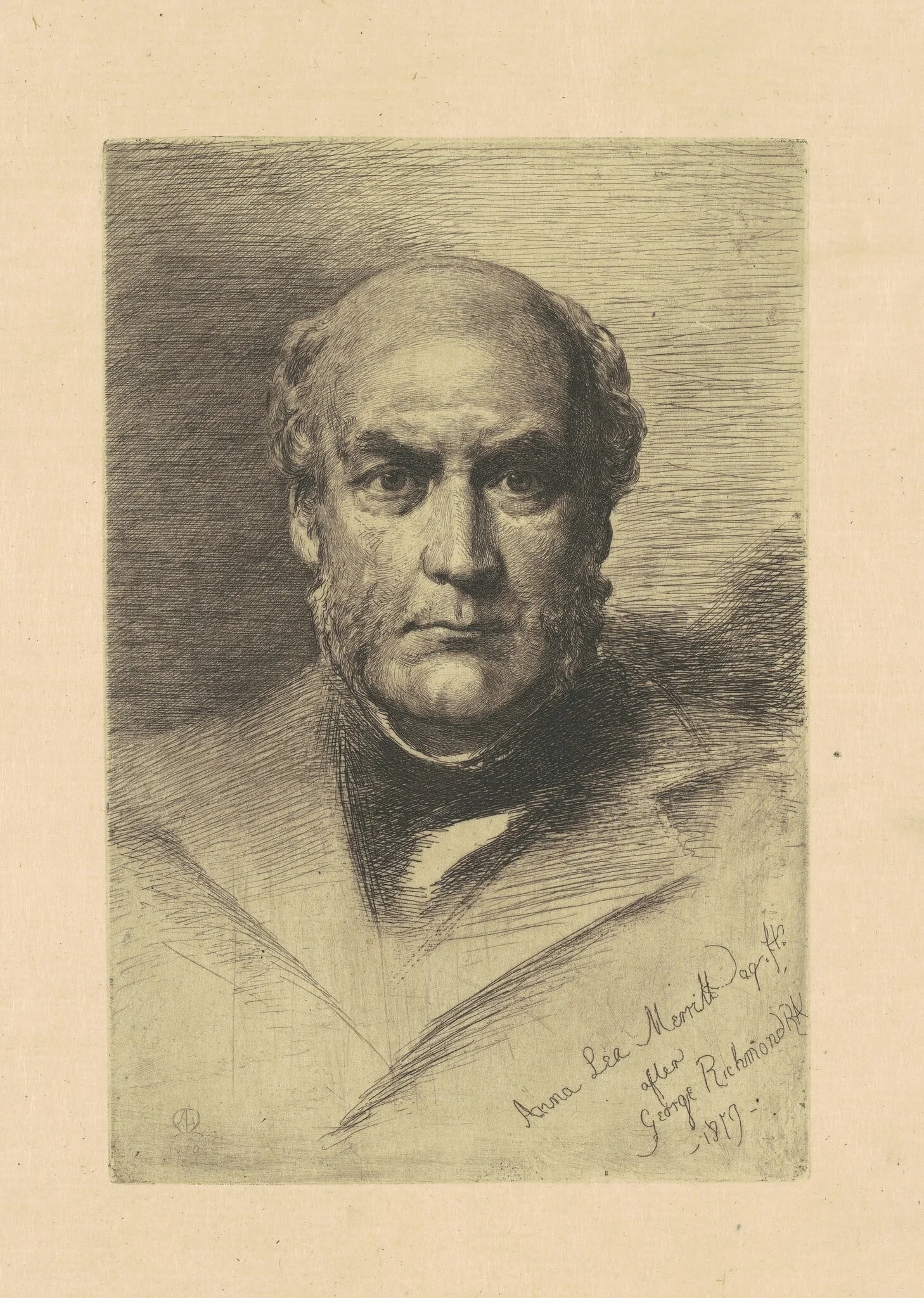 Sir Gilbert Scott, by Anna Lea Merritt, ink, 1879