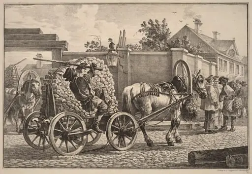 Russian Porter Carrying Wood on a Cart