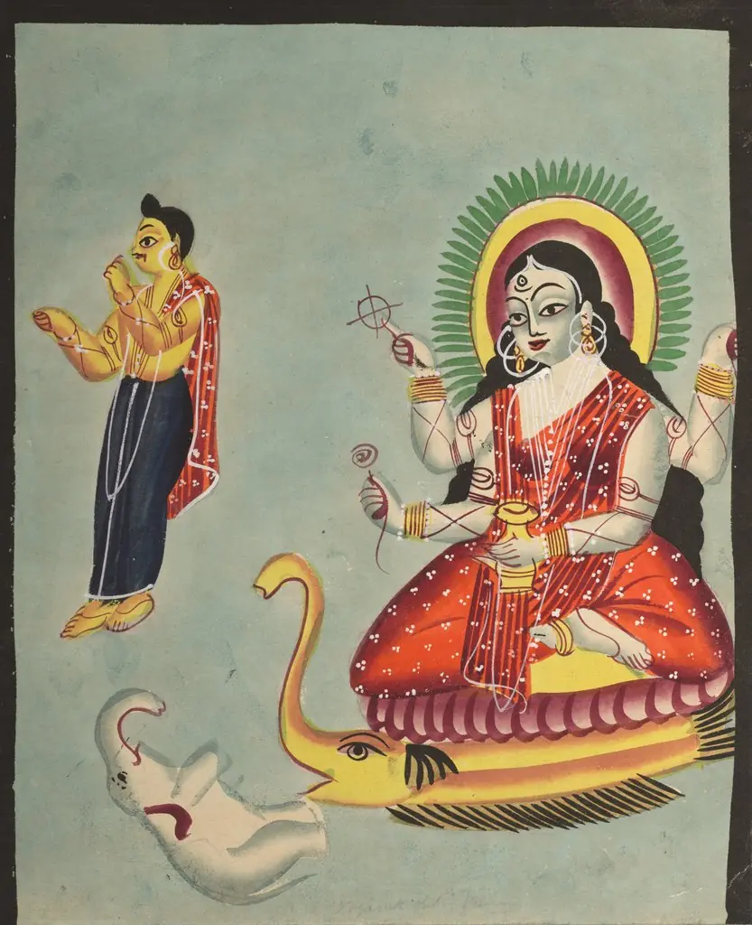 The Goddess Ganga, from a Kalighat album