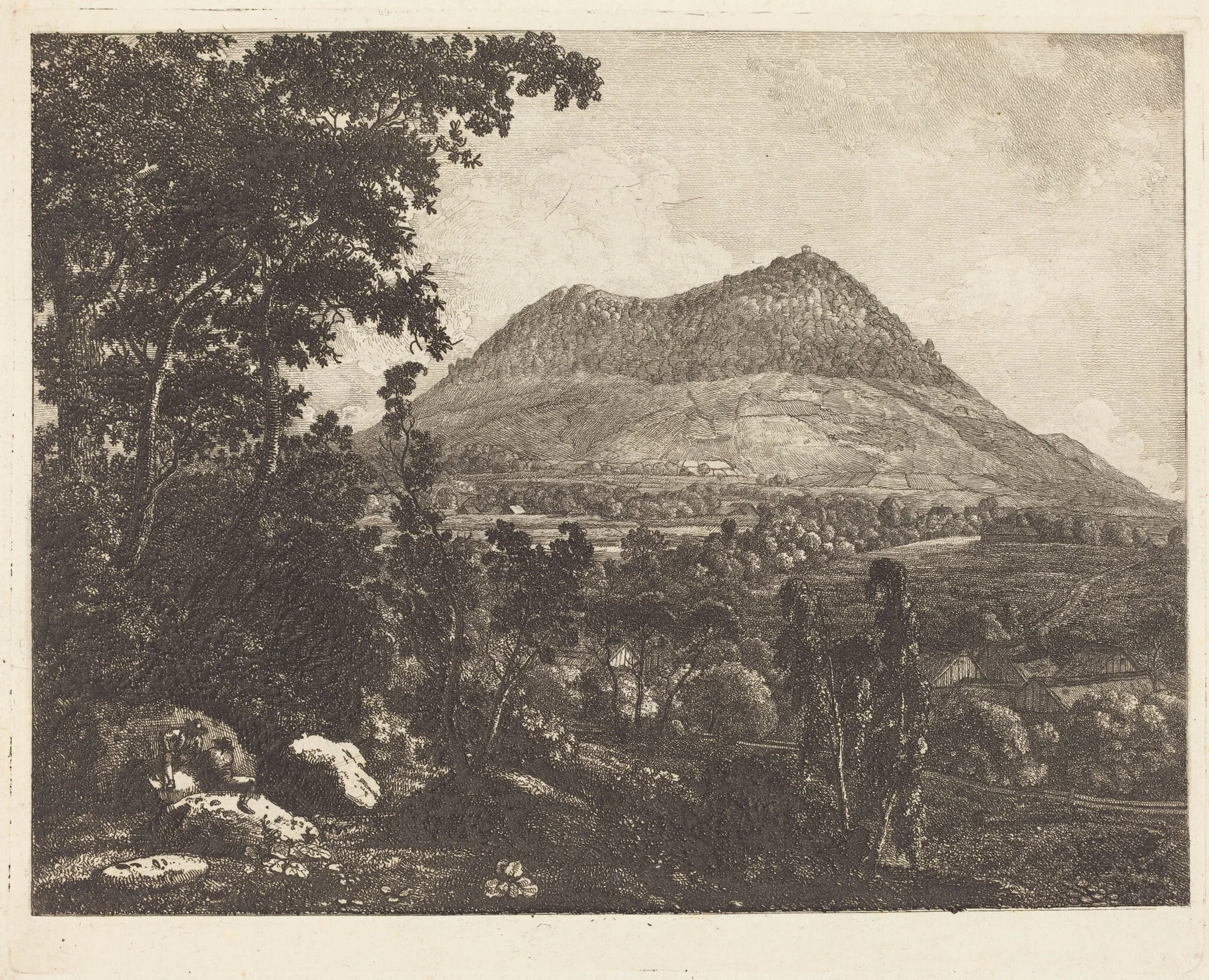 Landeskrone Mountain near Görlitz, by Christoph Nathe, ink, 1795