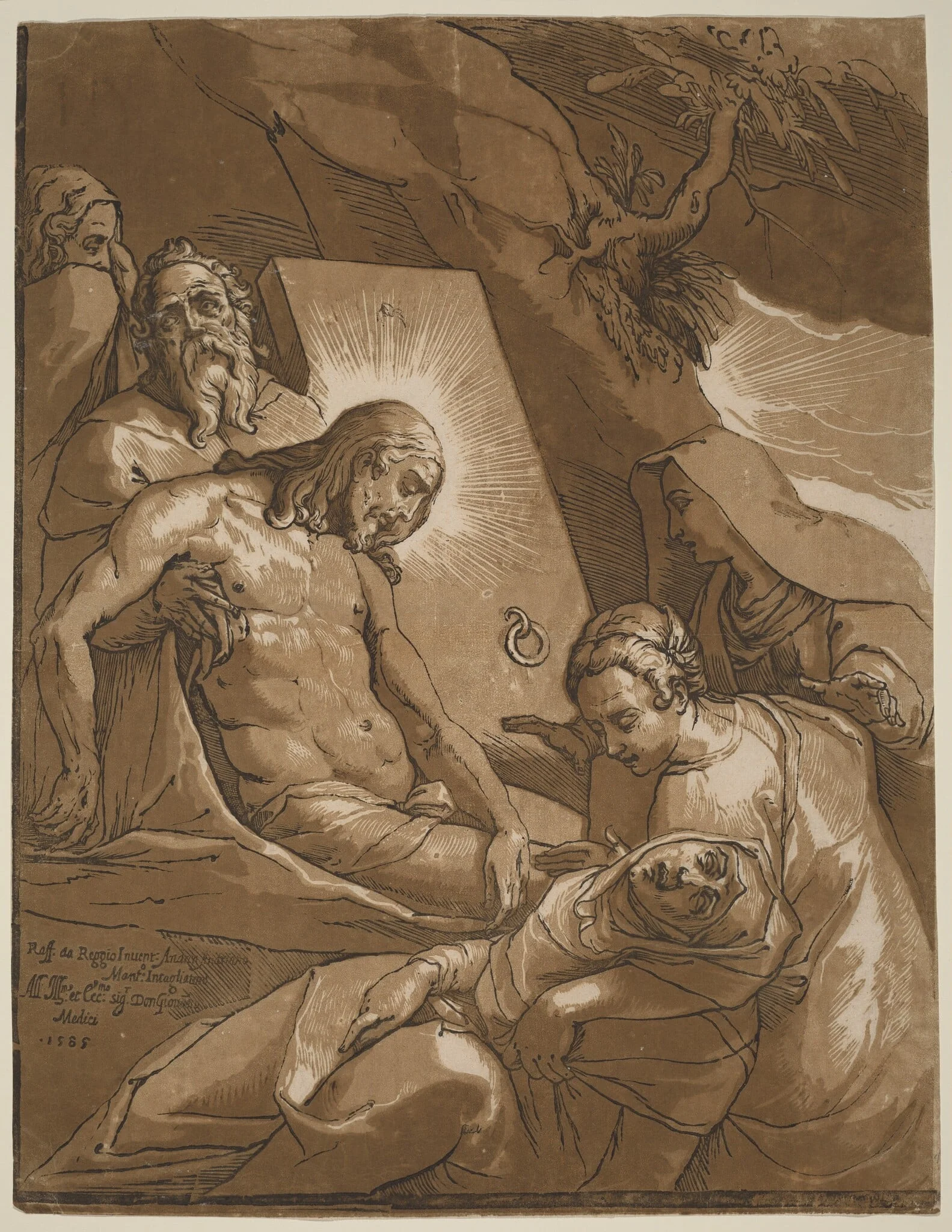 The Entombment, by Andrea Andreani, ink, 1585
