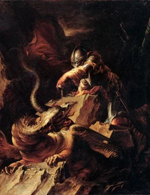 Jason Charming the Dragon, by Salvator Rosa, oil, 1665