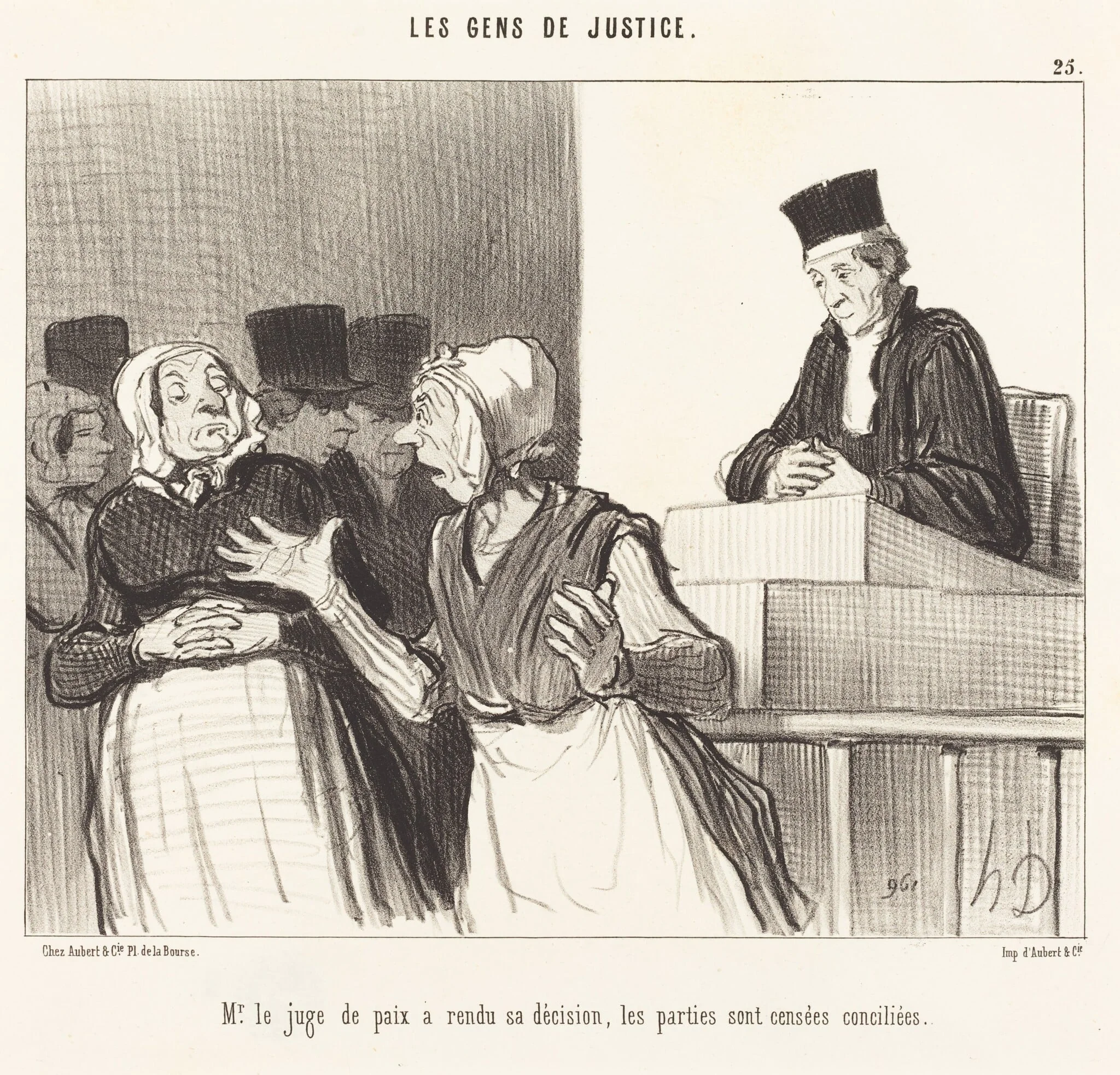 Mr. le Juge de paix a rendu sa décision..., by Honoré Daumier, ink, 1846