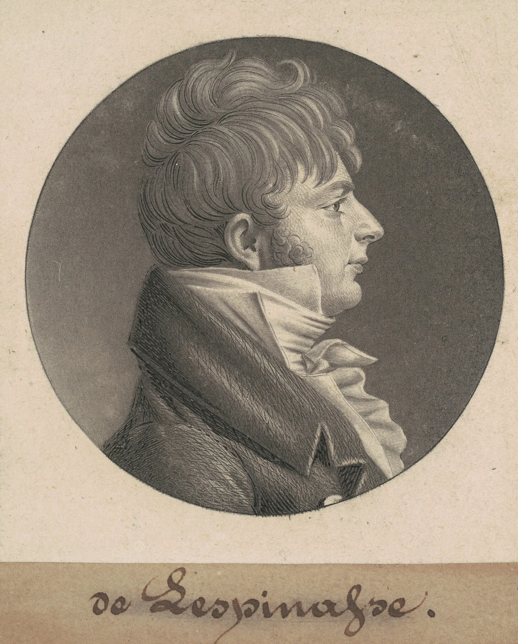 de Lespinasse, by Charles Balthazar Julien Févret de Saint-Mémin, ink, 1803