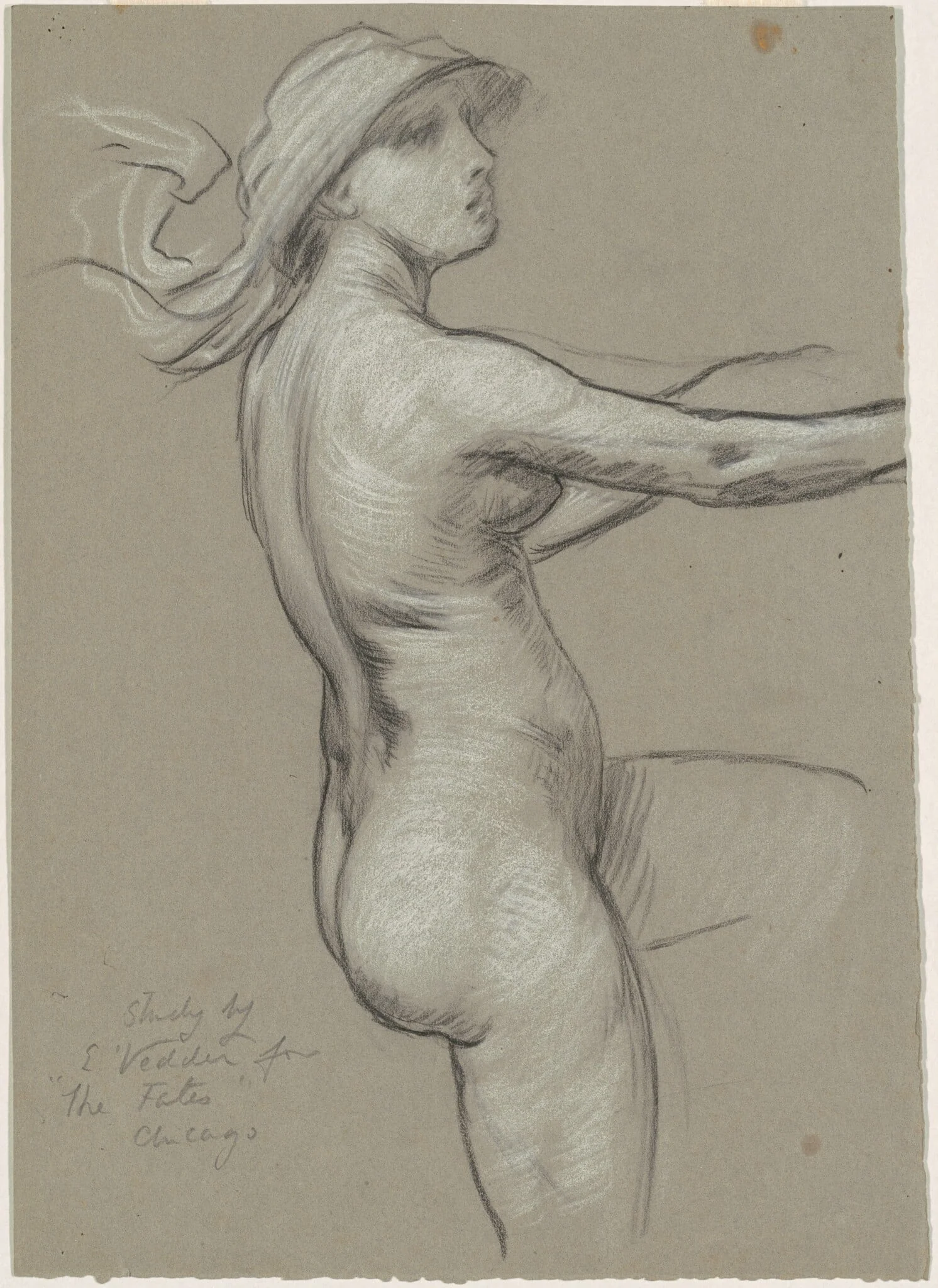 Study for "The Fates Gathering in the Stars", by Elihu Vedder, charcoal, 1886