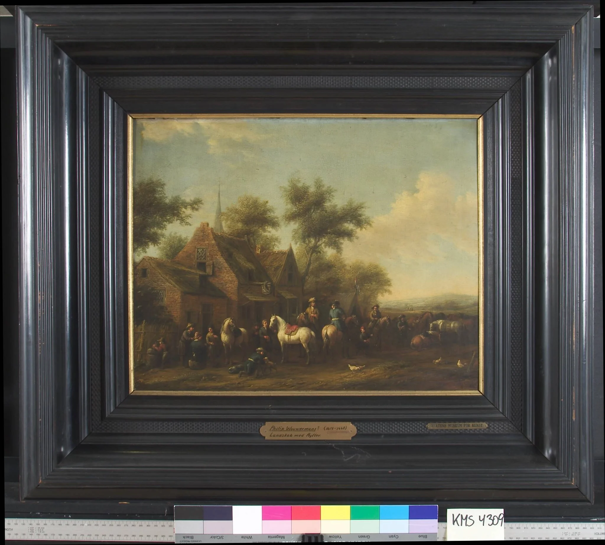 Landscape with Horsemen Resting outside an Inn, by Unknown, unspecified, 1651