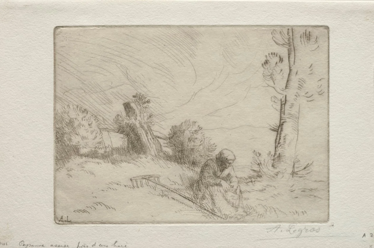 Peasant near a Stone Fence, by Alphonse Legros, 1884
