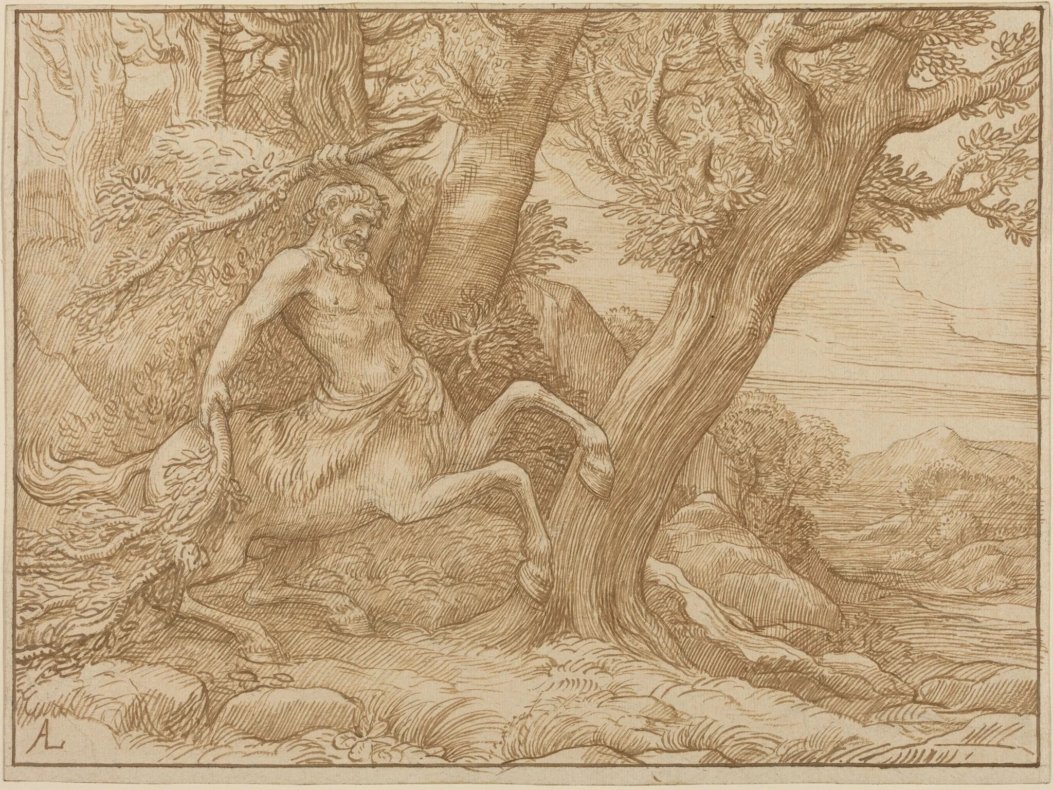 Centaur with Branches, by Alphonse Legros, ink, 1874