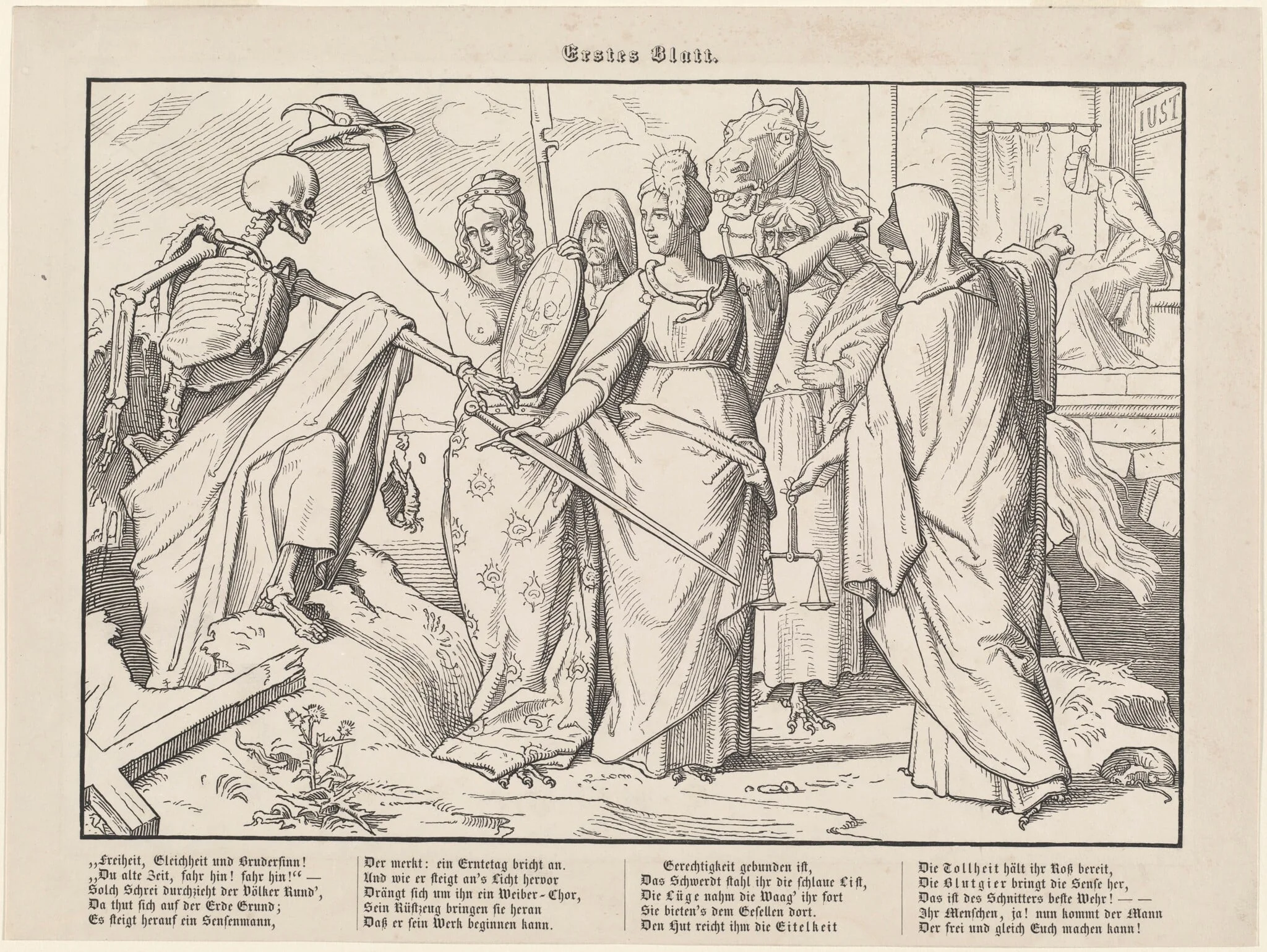 Auch ein Todtentanz I, by Alfred Rethel, ink, 1849