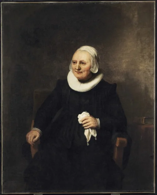 Portrait of a Seated Woman with a Handkerchief, by Rembrandt, oil, 1644