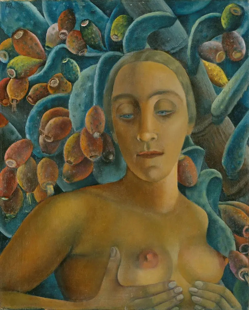 Female Nude in front of a Prickly Pear