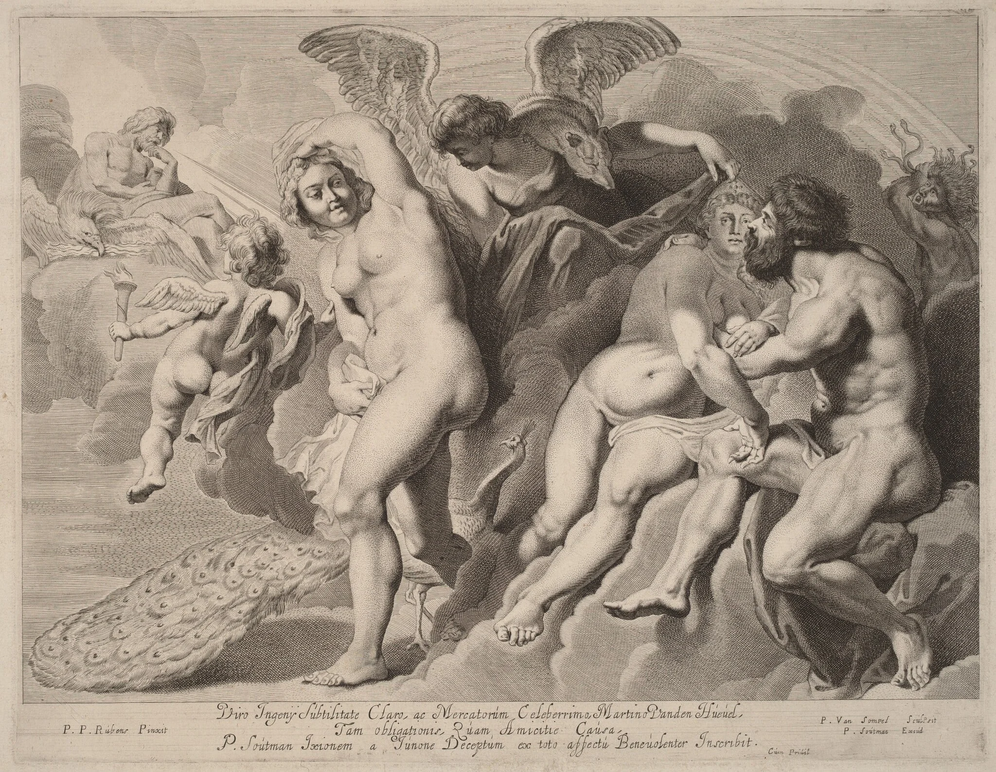 Ixion Deceived by Juno, by Pieter van Sompel, ink, 1601