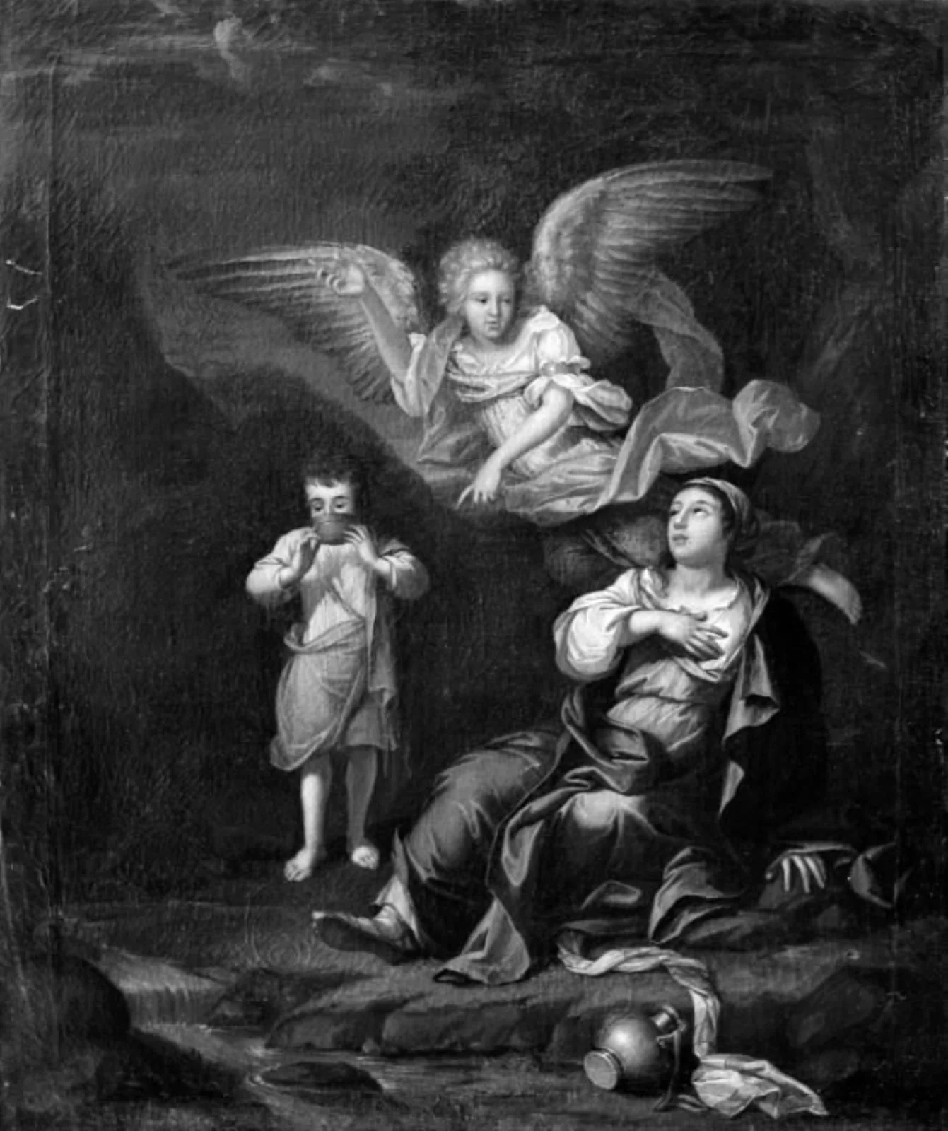 Hagar i ørkenen, by Unknown, 1750