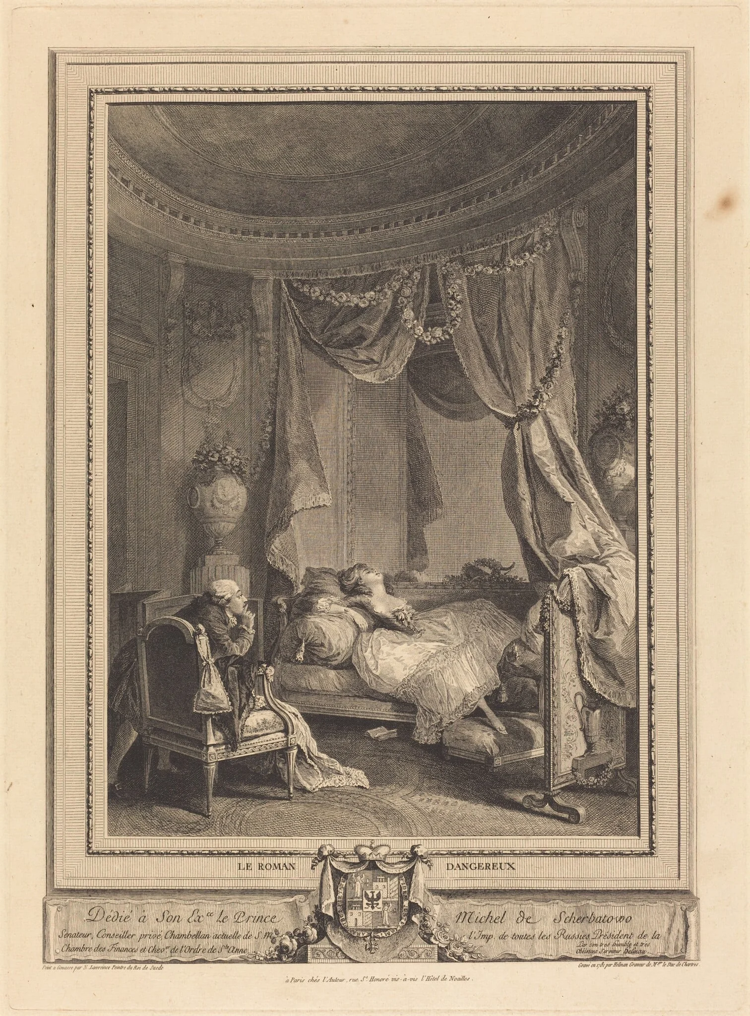 Le roman dangereux, by Isidore-Stanislas Helman, ink, 1781