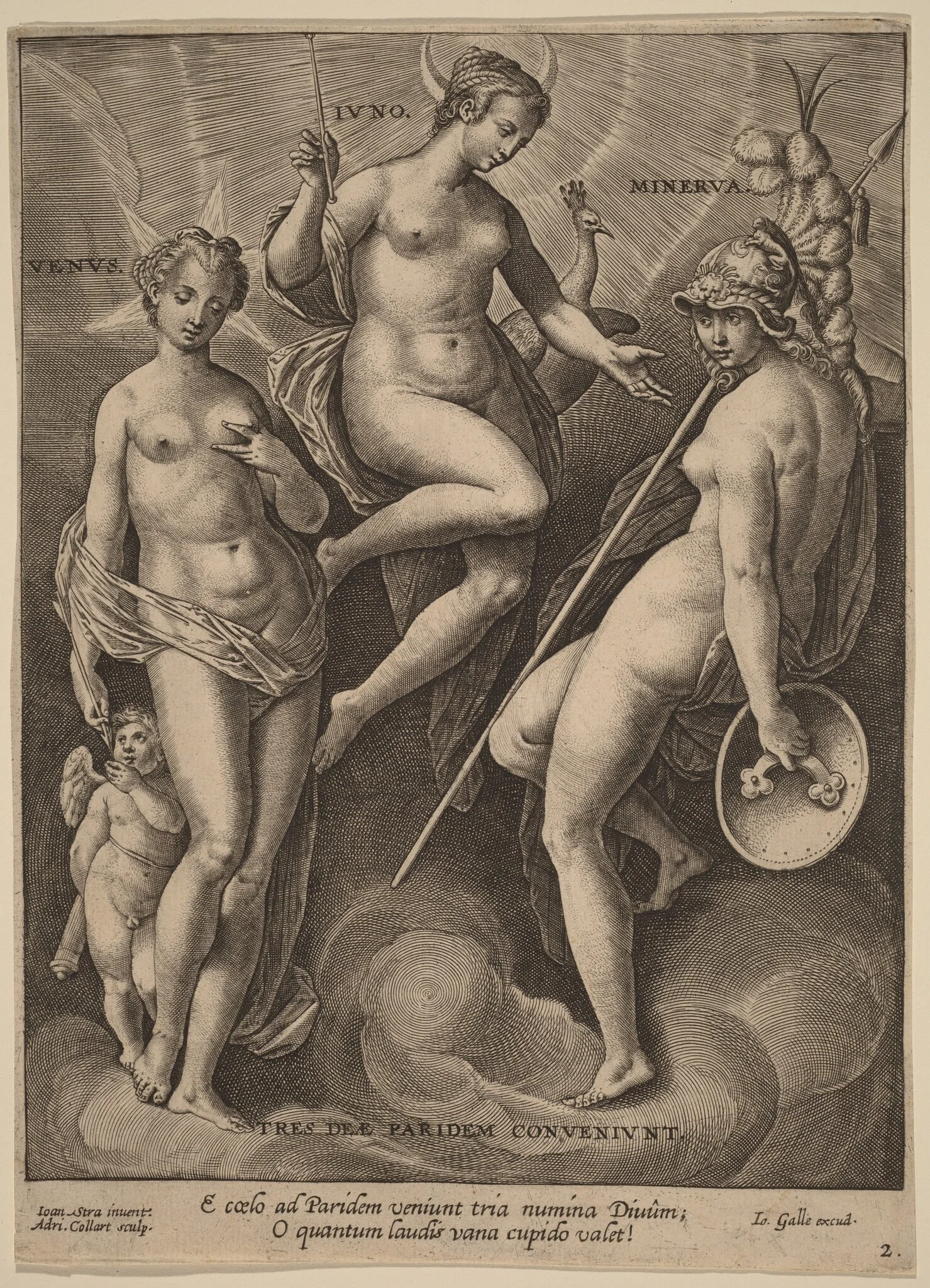 Venus, Juno and Minerva, by Adriaen Collaert, ink, 1587