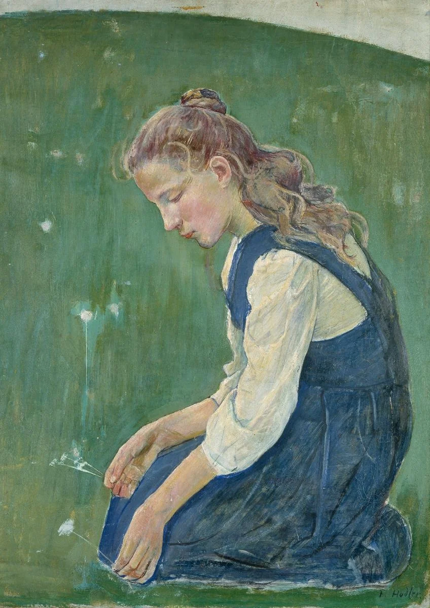 Blumenpflückendes Mädchen, by Ferdinand Hodler, oil, 1897