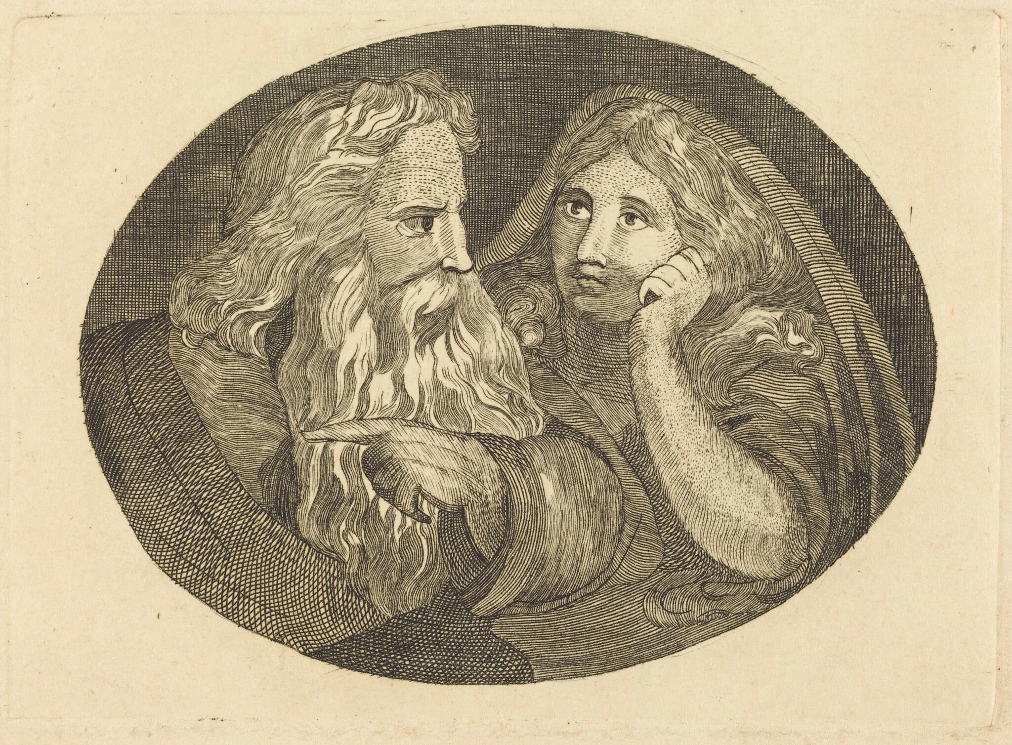 Lear and Cordelia, by Butts, Jr., Thomas, ink, 1807