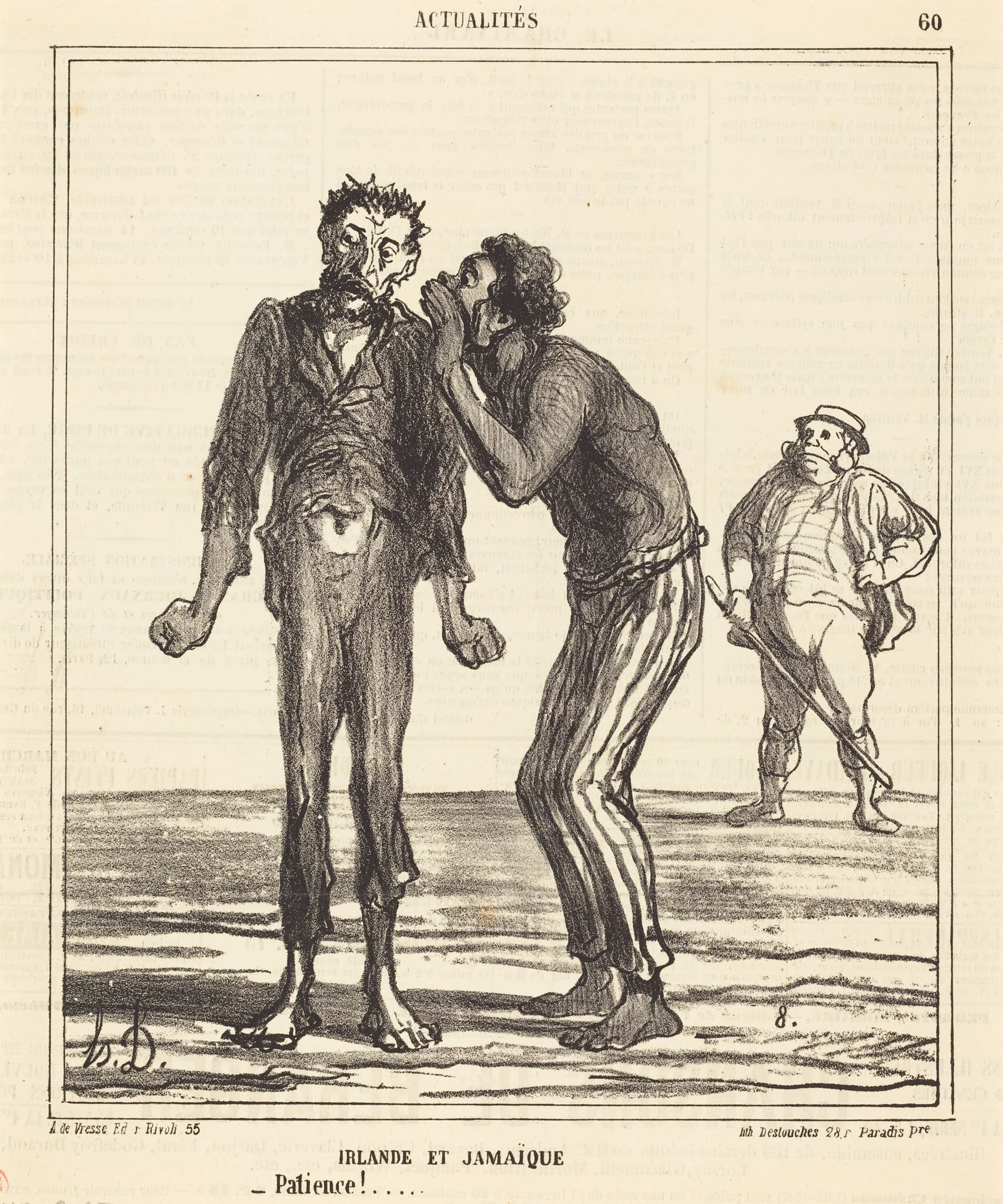 Irlande et Jamaique - Patience!..., by Honoré Daumier, ink, 1866