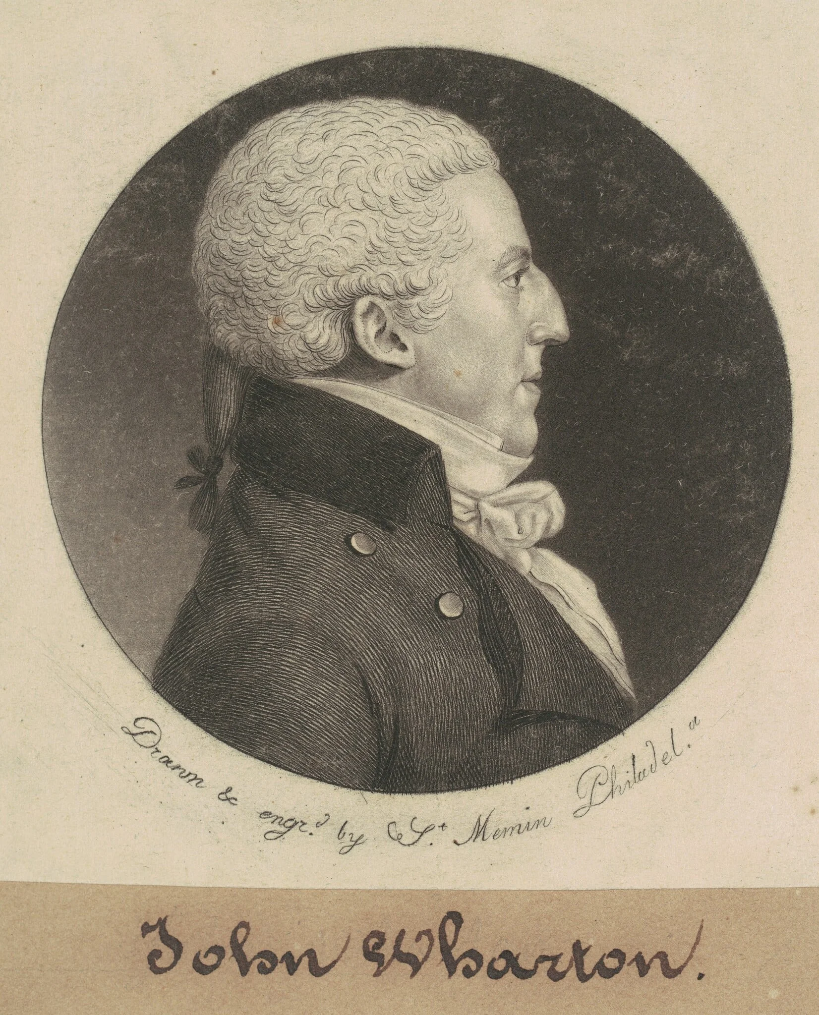 John Wharton, by Charles Balthazar Julien Févret de Saint-Mémin, ink, 1799