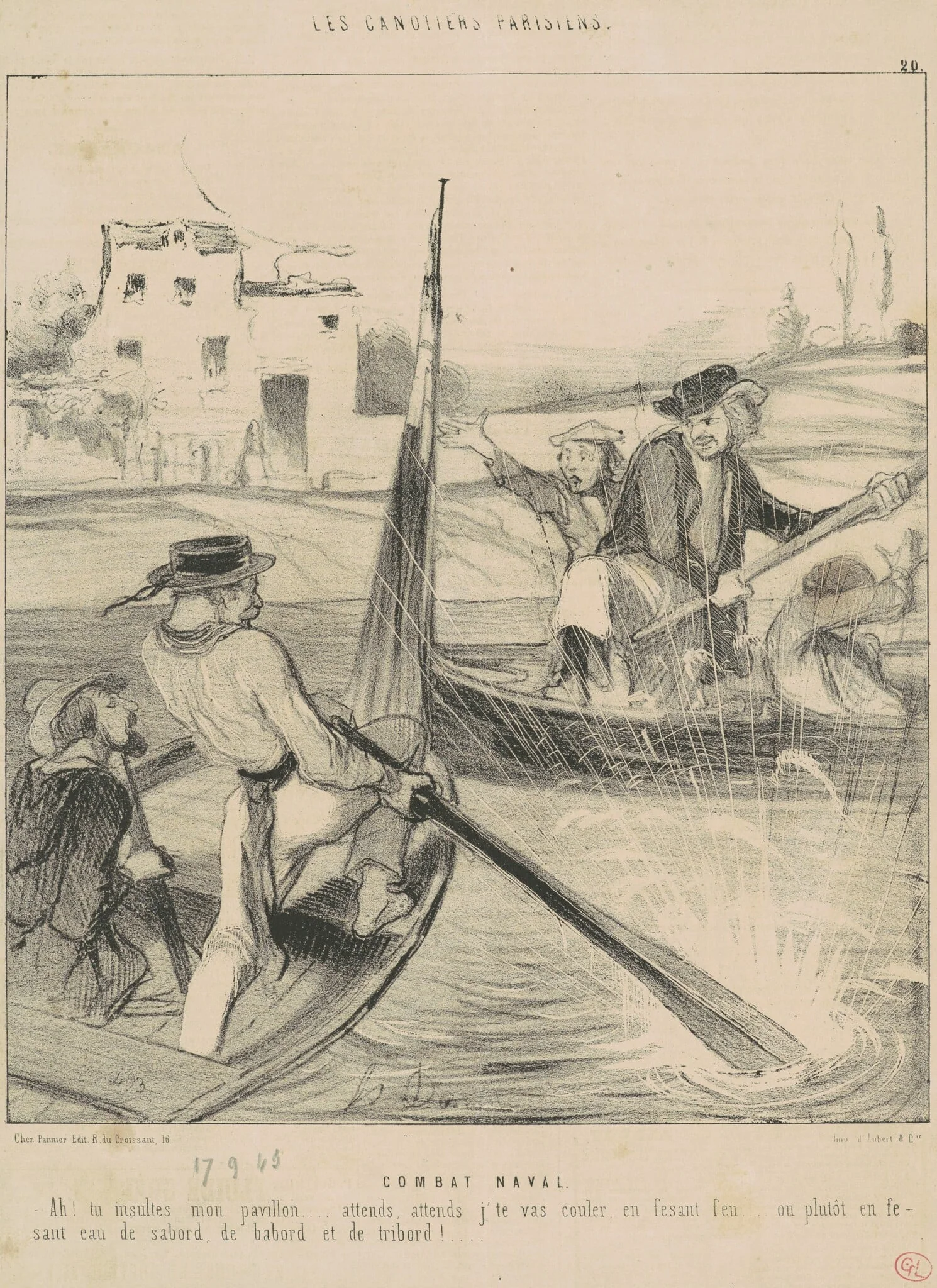 Combat Naval, by Honoré Daumier, ink, 1843